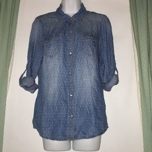 Button up denim wash shirt